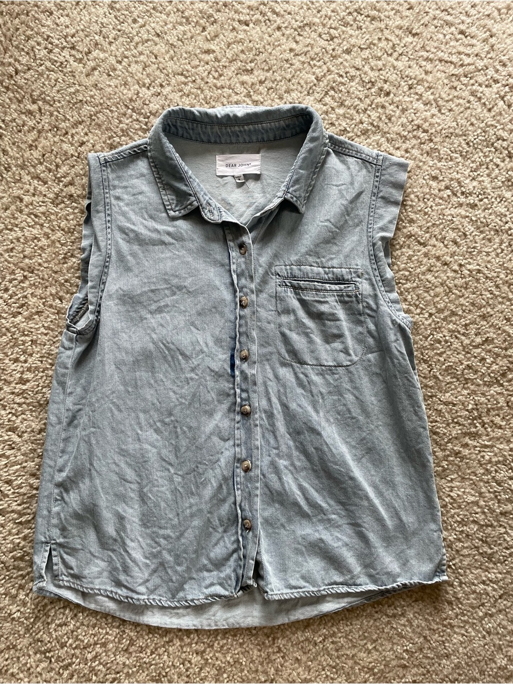 Dear John Light Wash Denim Button-Up Top